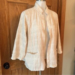 Eileen Fisher Cream Linen Open Blazer